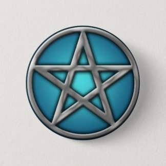 Silver Pentacle on Water 6 Cm Round Badge