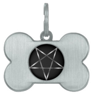 Silver pentacle pet ID tag