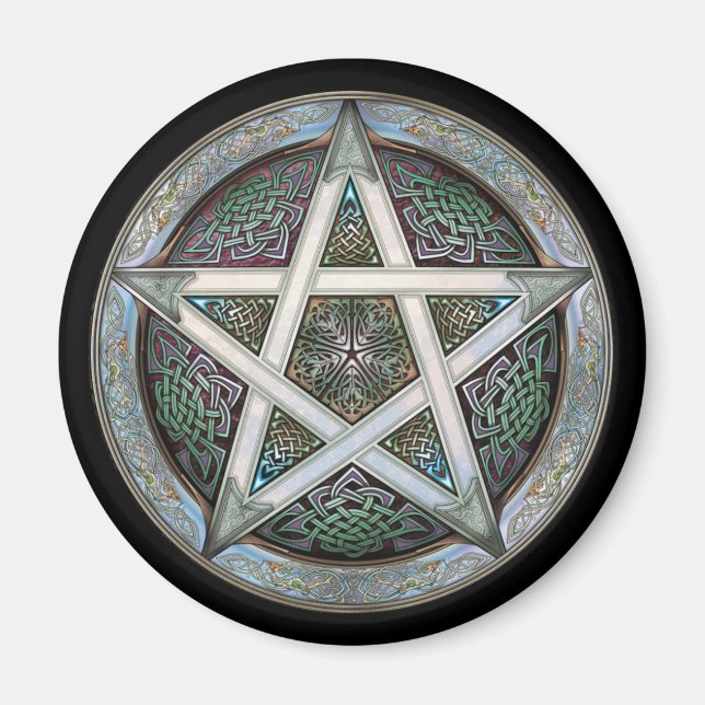 Silver Pentacle Round Magnet (Front)