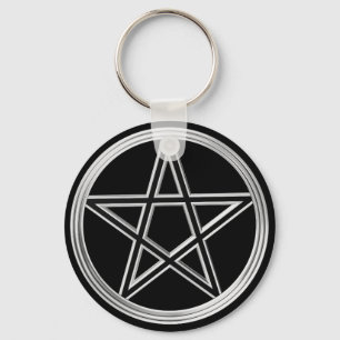 Silver pentagram key ring
