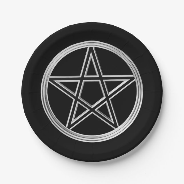 Silver pentagram paper plate (Front)