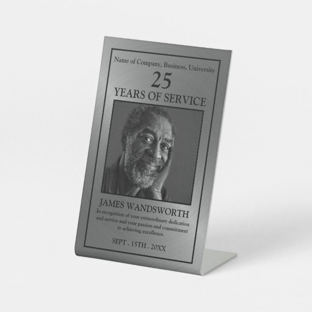 Silver/Personalized Photo - Employee Award Pedestal Sign (Front)