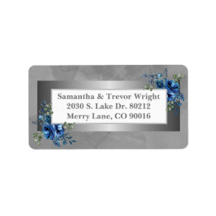Silver Petals: Blue Blossoms Return Address Labels