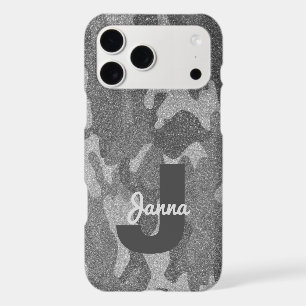 Silver & Pewter Camouflage Glitter Monogrammed