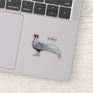 Silver pheasant bird cartoon illustration