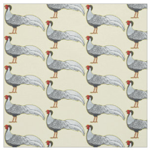 Silver pheasant bird cartoon illustration fabric