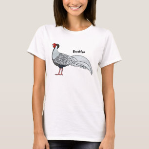 Silver pheasant bird cartoon illustration T-Shirt