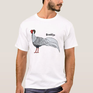 Silver pheasant bird cartoon illustration T-Shirt