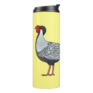 Silver pheasant bird cartoon illustration thermal tumbler