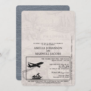 Silver Philippines Passport Wedding Invitation