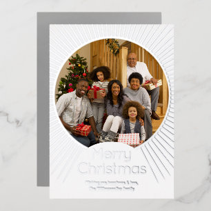 Silver Photo Family Christmas Foil Holiday Card