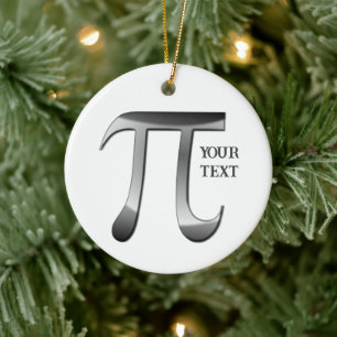 Silver Pi Symbol Photo Christmas Ceramic Ornament