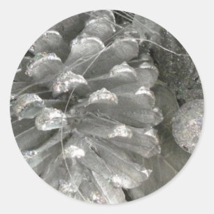 Silver Pine Cone Stickers