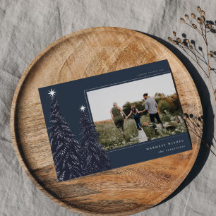 Silver Pine Elegant Christmas Photo Foil Holiday Card