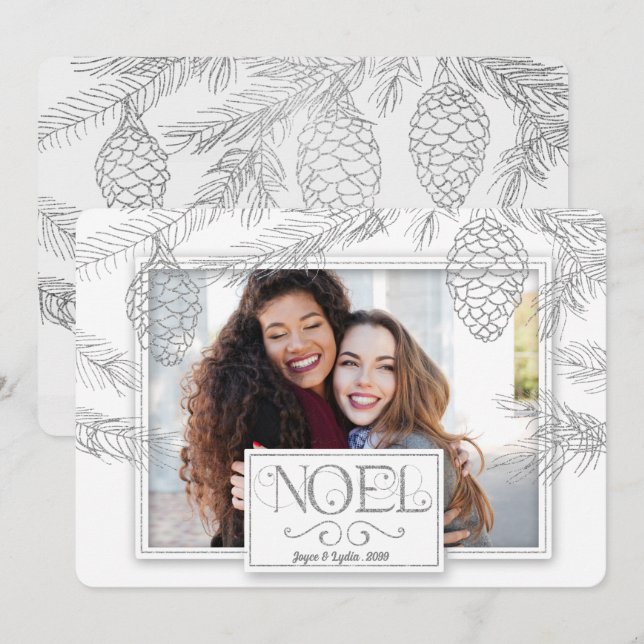 Silver Pines Noel Botanical Photo Holiday Card (Front/Back)