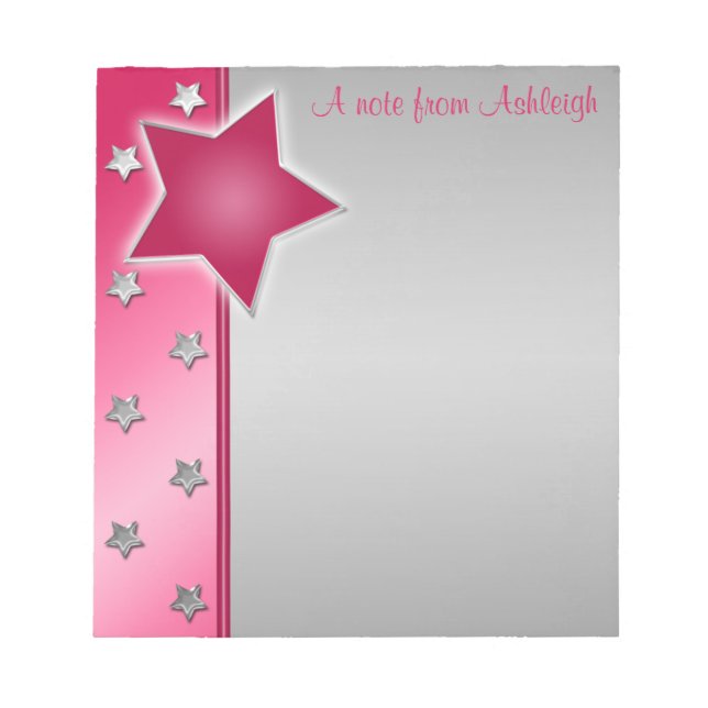 Silver, Pink, and Red Stars Notepad II (Front)