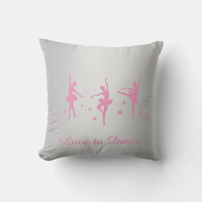 Silver & Pink Ballerina Ballet theme cushion (Front)