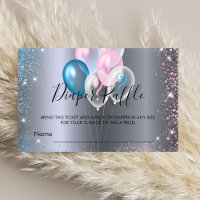 Silver pink blue balloon baby shower diaper raffle