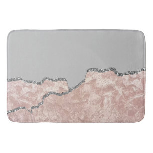 Silver Pink Brushed Metal Glitter Bath Mat