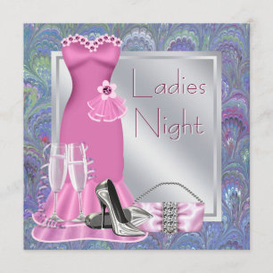 Silver Pink Champagne Purple Pink Ladies Night Invitation