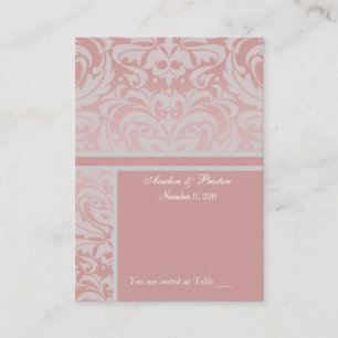 Silver & Pink Damask Table Placecard Business Card