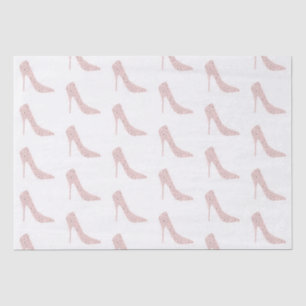 Silver Pink Diamond High Heels Bridal Shower Tissue Paper