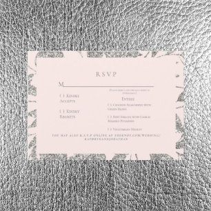 Silver & Pink Elegant Wedding RSVP Card
