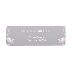 Silver pink floral Chinoiserie return address Label