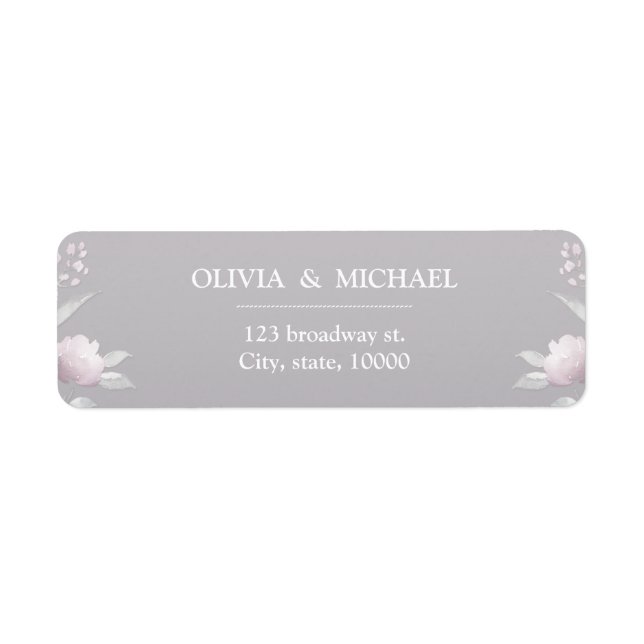Silver pink floral Chinoiserie return address Label (Front)