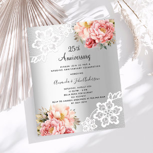 Silver pink florals 25th wedding anniversary