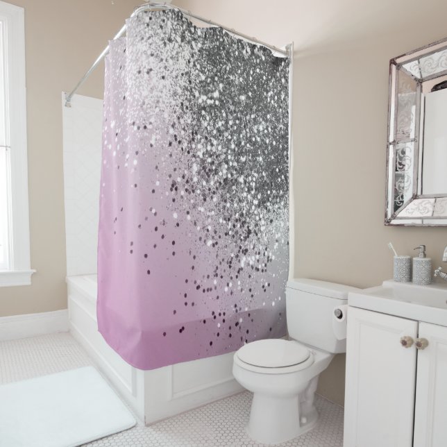 Silver Pink Glitter Dream #1 (Faux Glitter) #shiny Shower Curtain (In Situ)