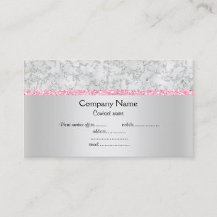 Silver pink glitter elegant semi gloss business card