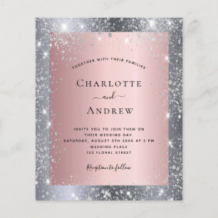 Silver pink glitter elegant wedding budget  flyer