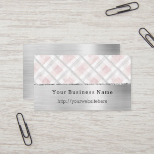 Silver Pink Glitzy Stripes Business name website Business Card