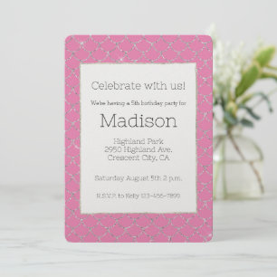 Silver Pink Mermaid Birthday Invitation