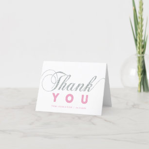 Silver & Pink   Modern Chic Party Thank You Note
