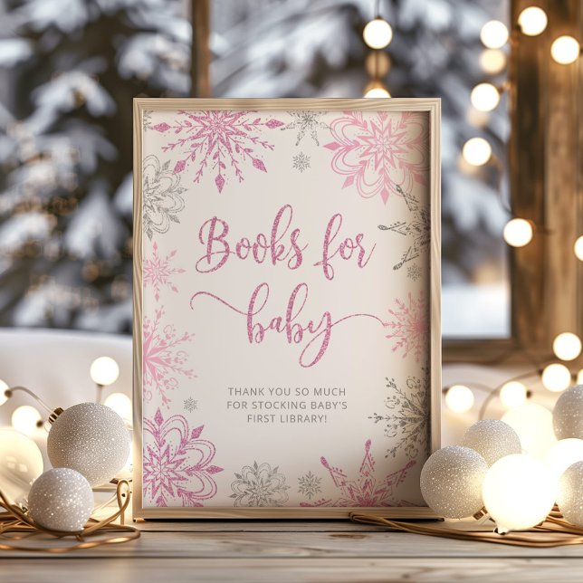 Silver pink snowflakes Books for baby Poster (Creator Uploaded)