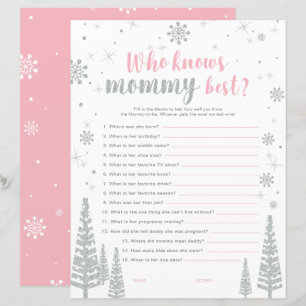 Silver & Pink Winter Wonderland Baby Shower Game