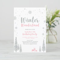 Silver, Pink Winter Wonderland Kids Birthday Party