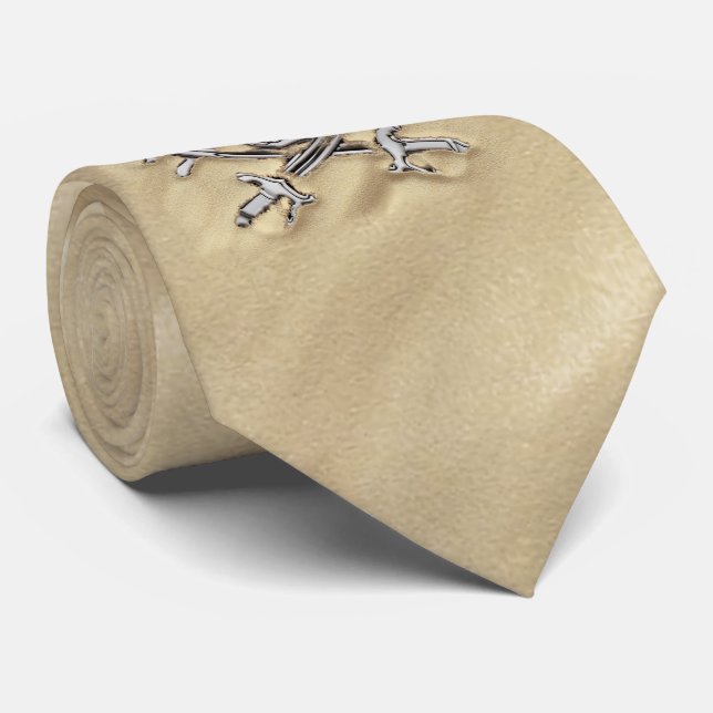 Silver Pirate crossbones Skull in the Sand Tie (Rolled)