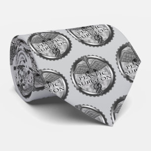 Silver Plastic Surgeon Caduceus Tie