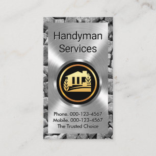 Silver Plate On A Stone Wall Builder Business Card
