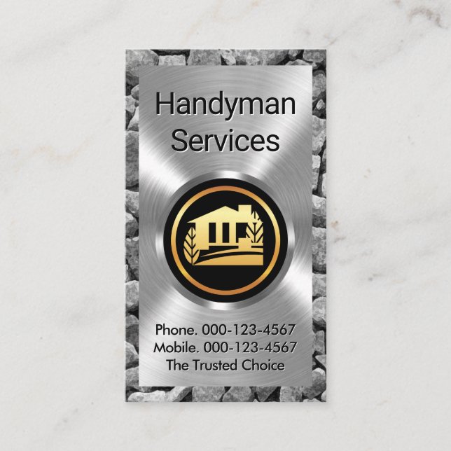 Silver Plate On A Stone Wall Builder Business Card (Front)