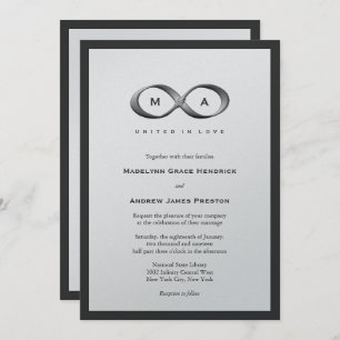 Silver Platinum Infinity Hand Clasp Wedding Invite