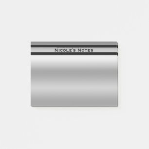 Silver Platinum Shine Chic Modern Personalised Post-it Notes