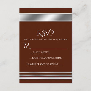 Silver Platinum Shine Elegant RSVP card-ANY COLOR Card