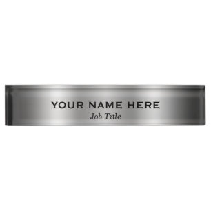 Silver Platinum Shine Modern Minimal Personalised Nameplate