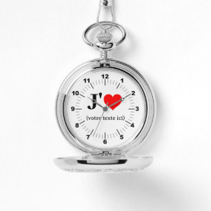 Silver Pocket Watch - Custom I Heart