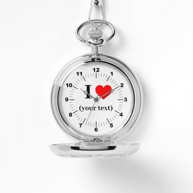 Silver Pocket Watch - Custom I Heart (Front)