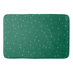 Silver Polka Dots on Green Bath Mat
